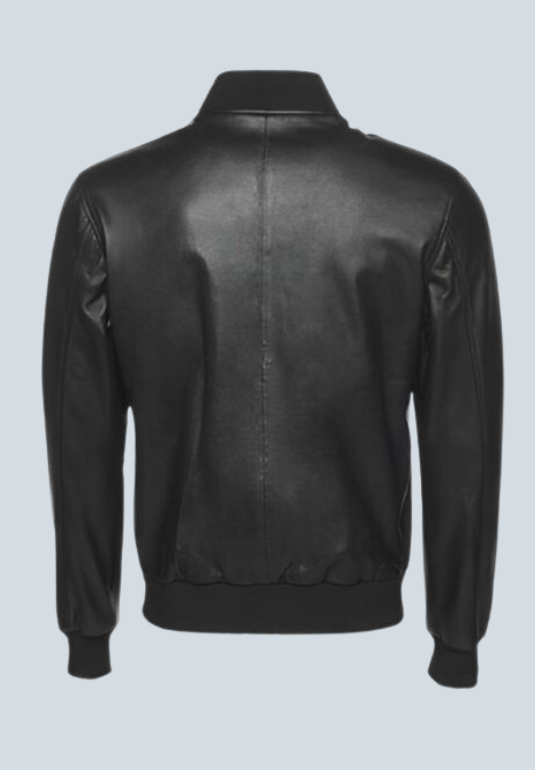 James Vintage Black Leather Bomber Jacket